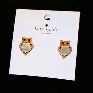 New Kate Spade Into The Woods Mother of Pearl Owl Stud Earrings